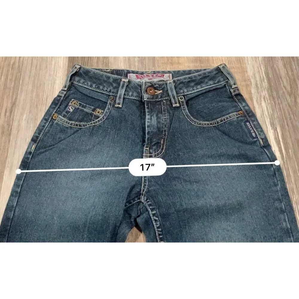 Vtg Silver Jeans Flare Womens Size 25/31 Blue Denim Pants Mid Rise Medium Wash - Picture 9 of 13